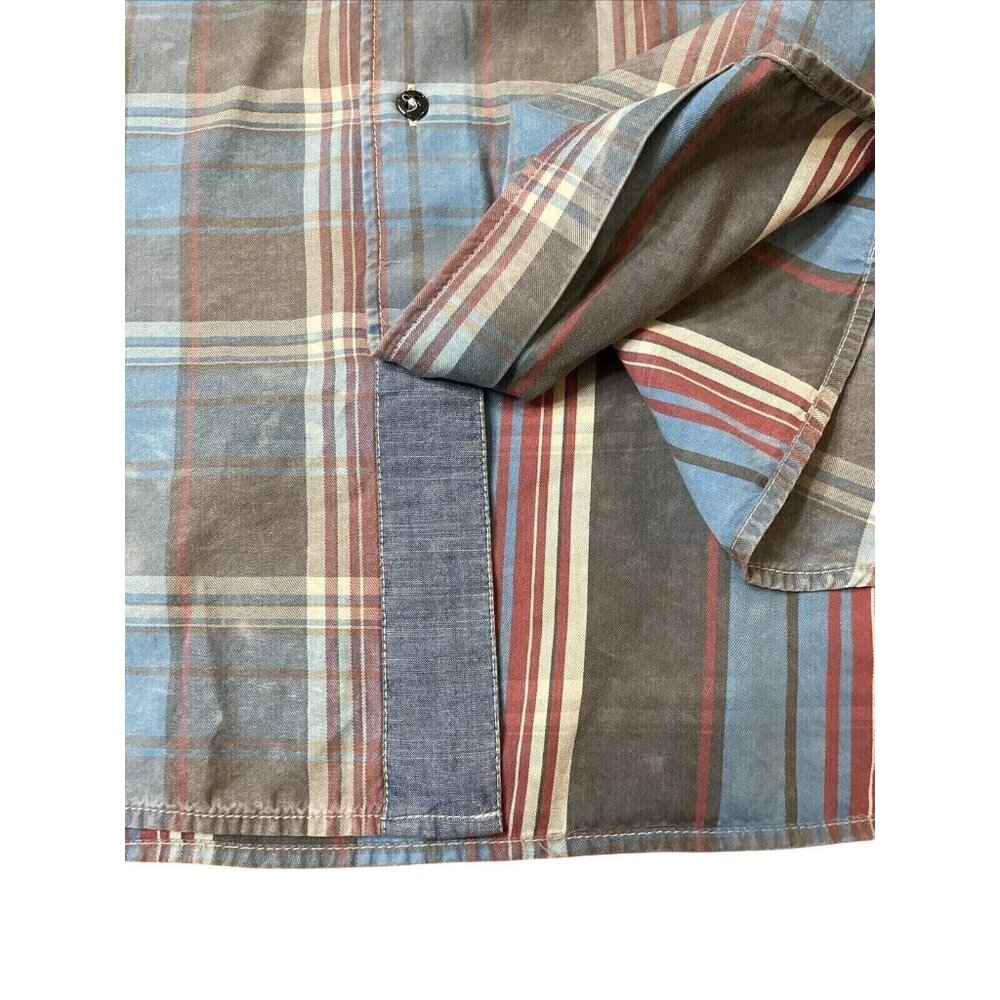 Tommy Bahama Men's XLT Fog Gray Distressed Fresno Plaid Reverse Print Shirt - Picture 6 of 10